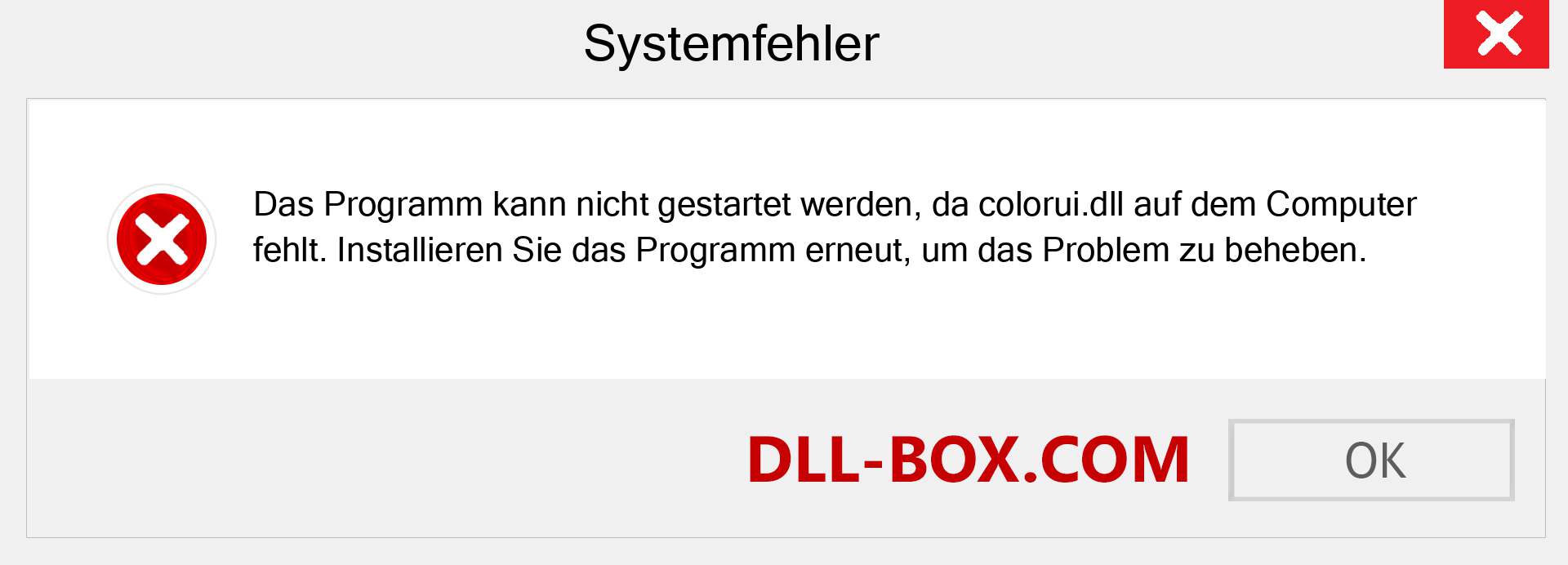 colorui.dll-Datei fehlt?. Download für Windows 7, 8, 10 - Fix colorui dll Missing Error unter Windows, Fotos, Bildern